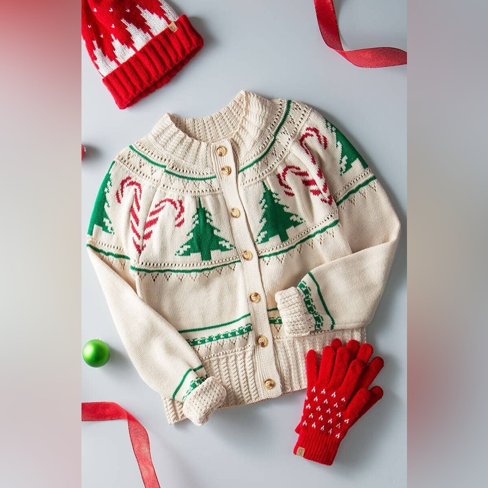 Urban Daisy  holiday candy cane knit cardigan Size Large